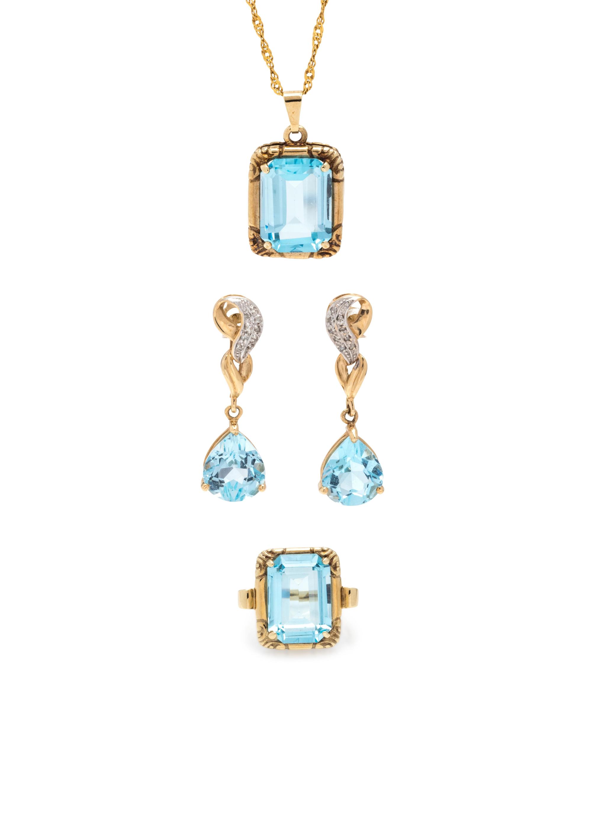 COLLECTION OF BLUE TOPAZ JEWELRY
