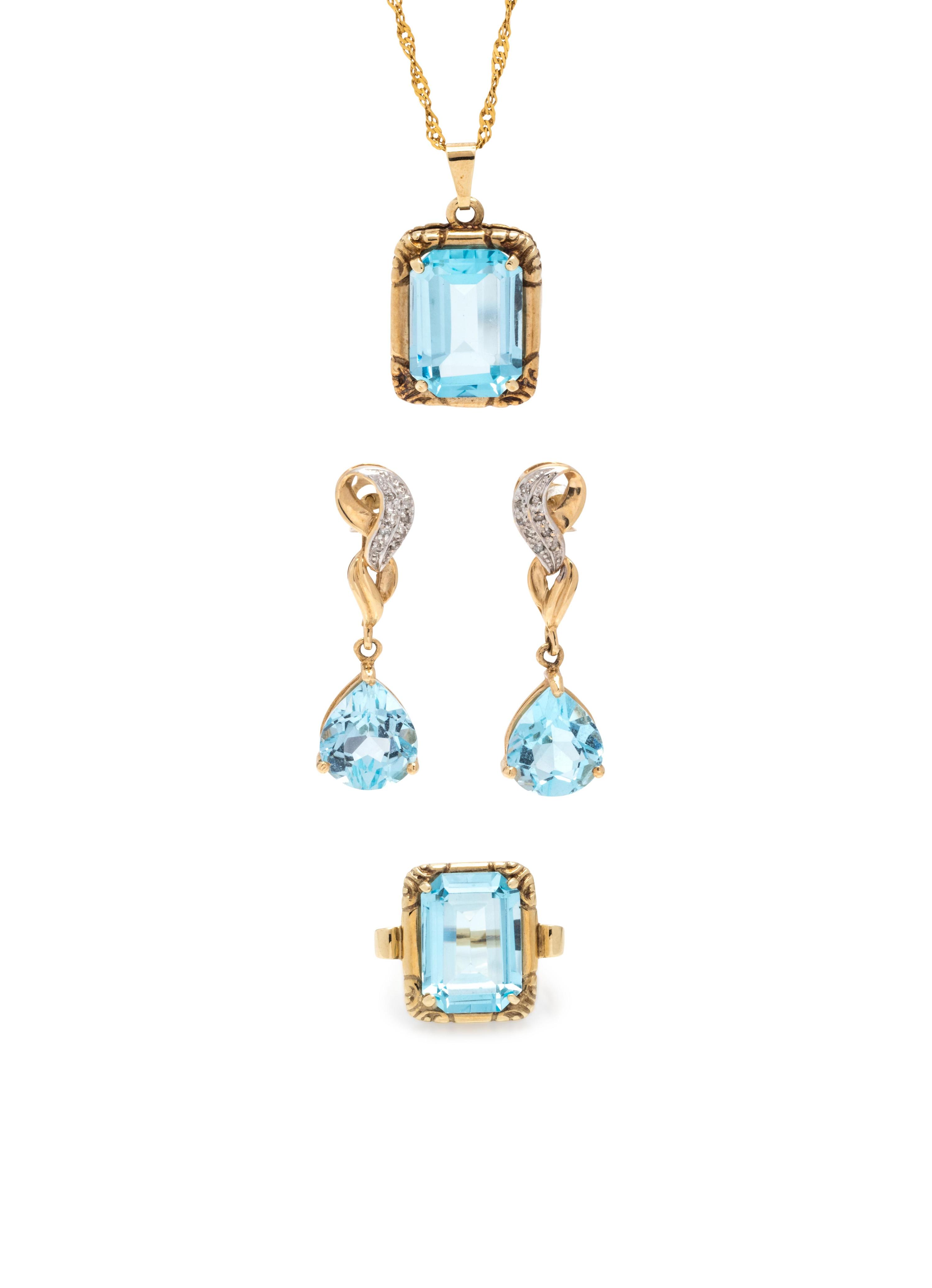 COLLECTION OF BLUE TOPAZ JEWELRY