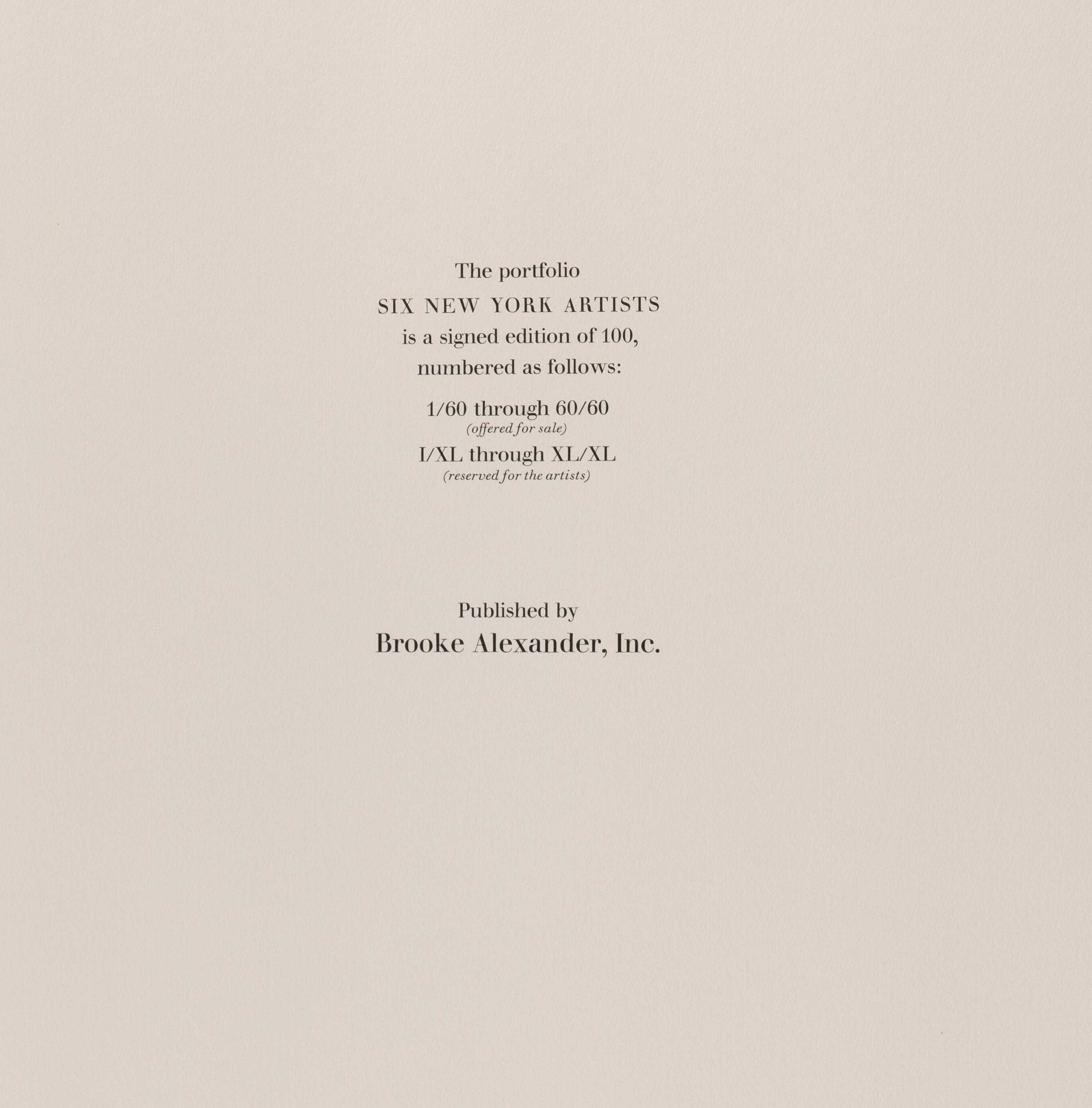 Six New York Artists Portfolio (complete set of six) Including works by Alex Katz, Jack Beal, John Clem Clark, Malcom Morley, Bob Stanley, and Philip Pearlstein.