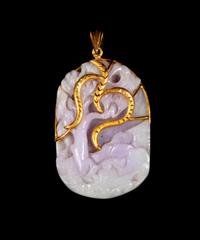 A Lavender, Apple Green and Yellow Gold Pendant