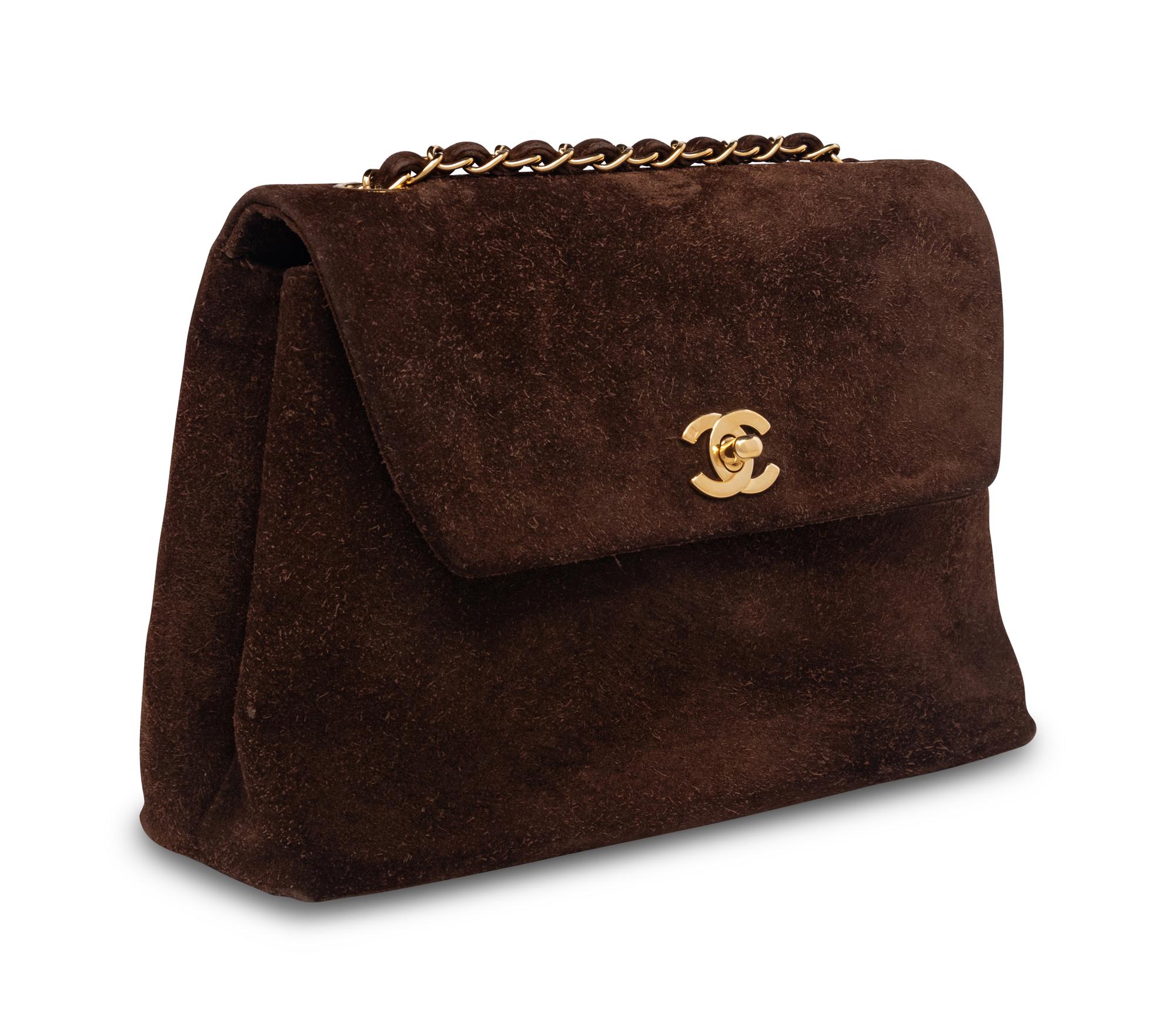 Chanel Brown Suede Flap Bag