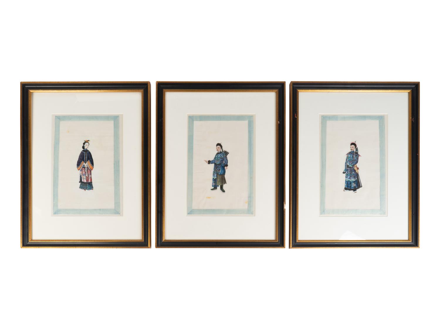 A Set of Twelve Chinese Export Pith Paintings of Imperial Court Figures