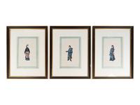 A Set of Twelve Chinese Export Pith Paintings of Imperial Court Figures