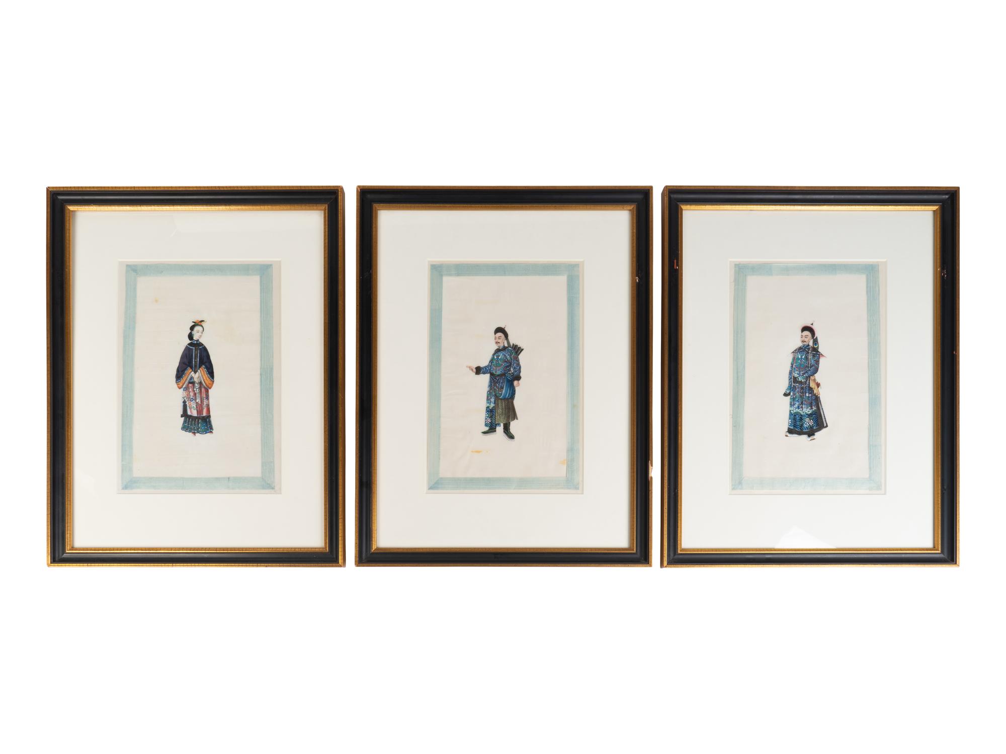 A Set of Twelve Chinese Export Pith Paintings of Imperial Court Figures