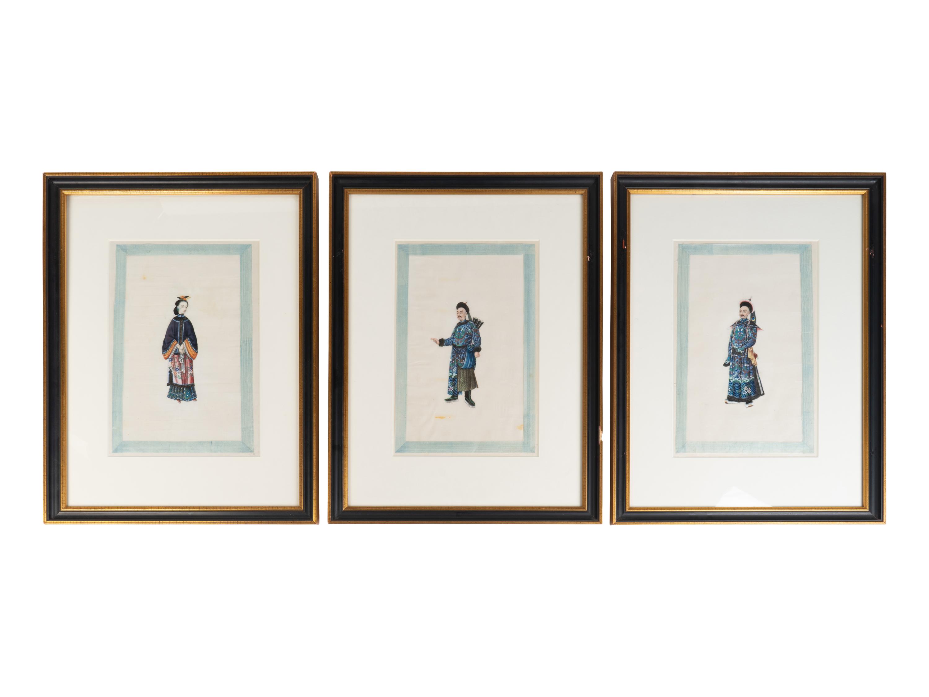 A Set of Twelve Chinese Export Pith Paintings of Imperial Court Figures