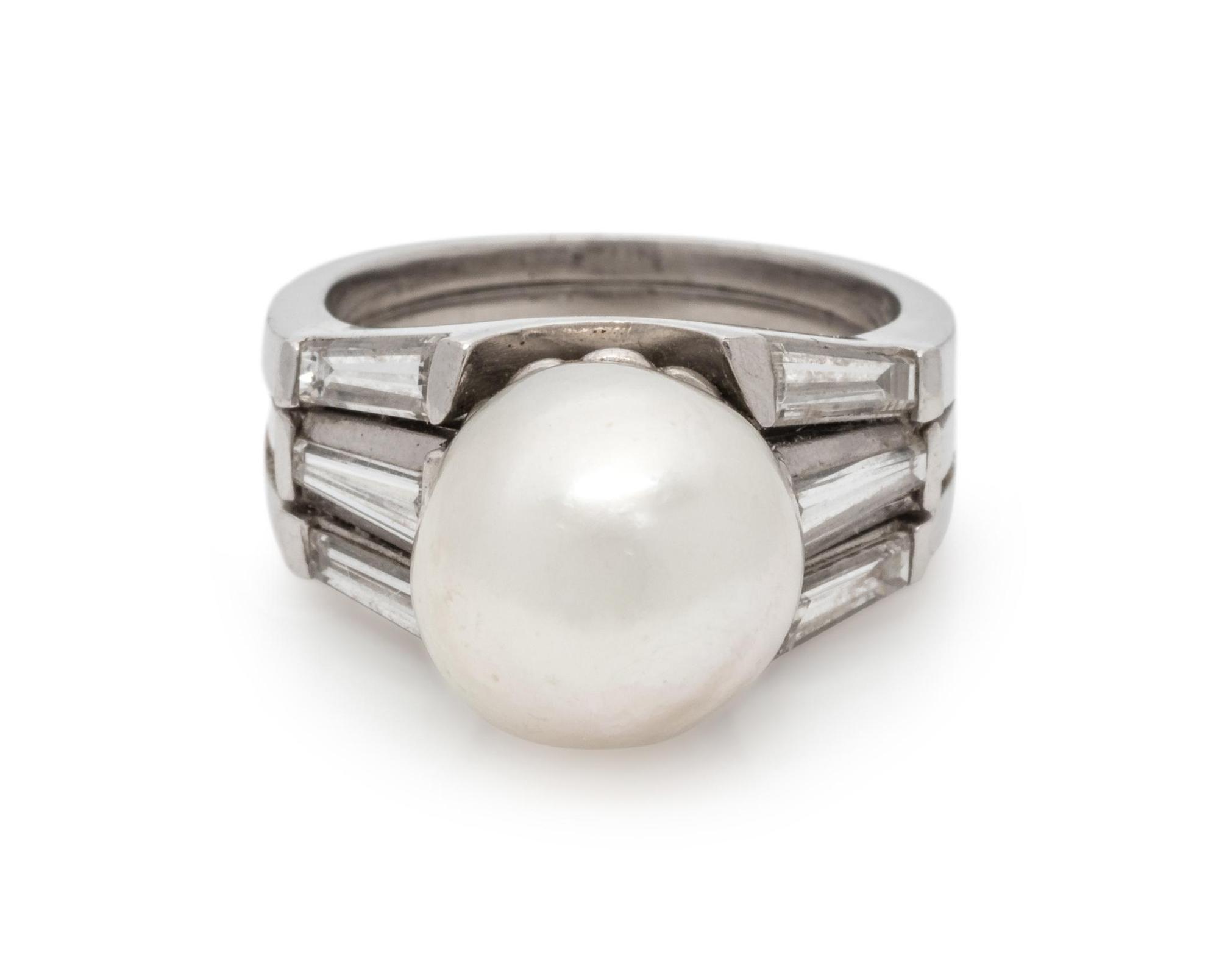 CULTURED PEARL AND DIAMOND RING