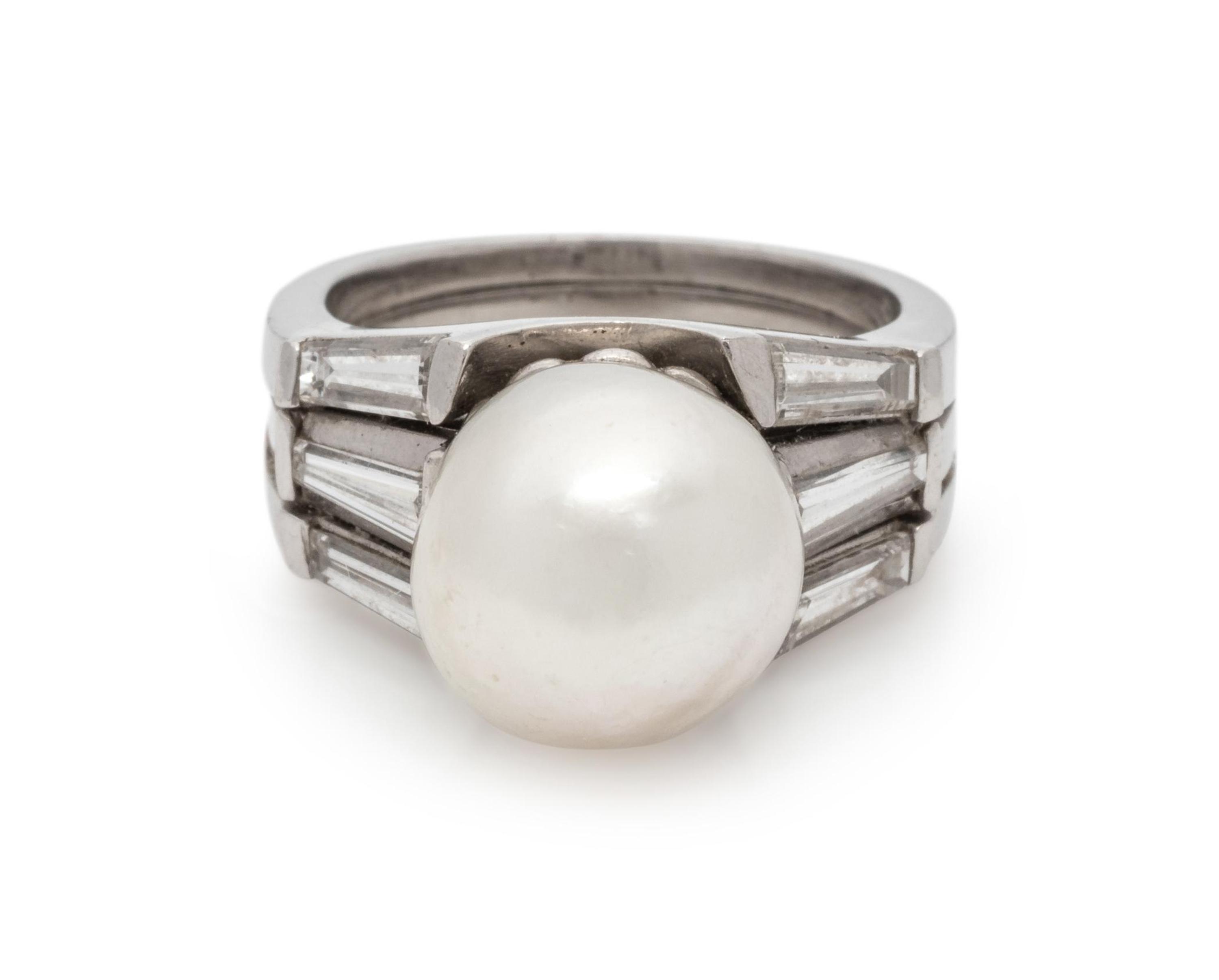 CULTURED PEARL AND DIAMOND RING