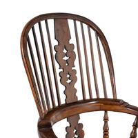 A Set of Nine English Yew and Elm Windsor Armchairs