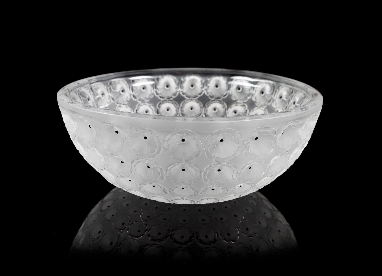Lalique, an Anemone pattern molded and frosted glass bowl