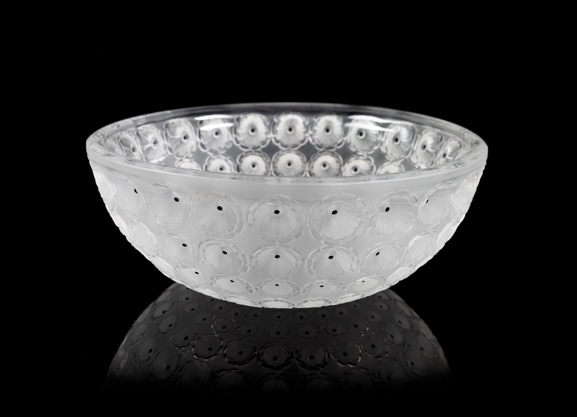 Lalique, an Anemone pattern molded and frosted glass bowl