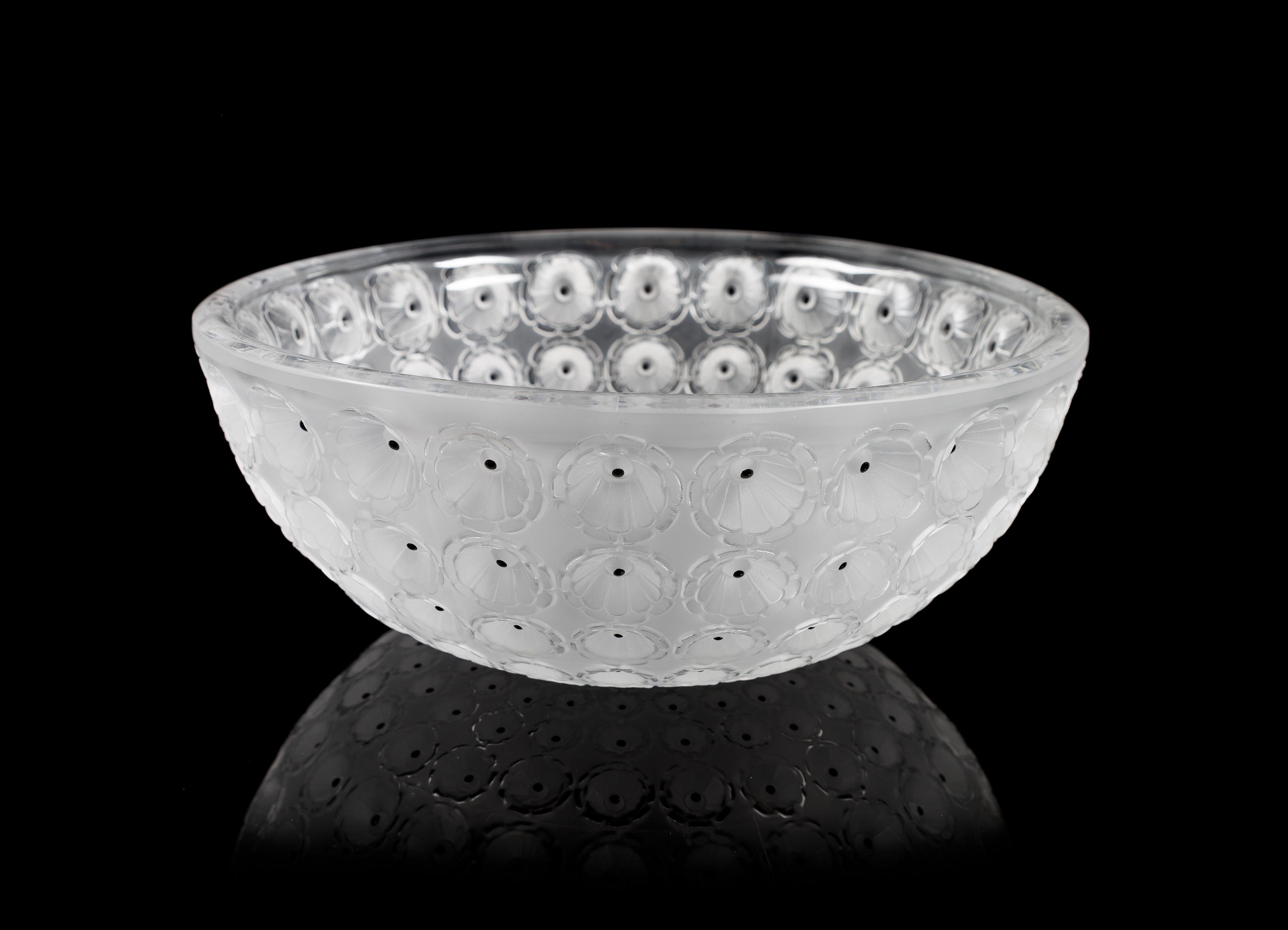Lalique, an Anemone pattern molded and frosted glass bowl