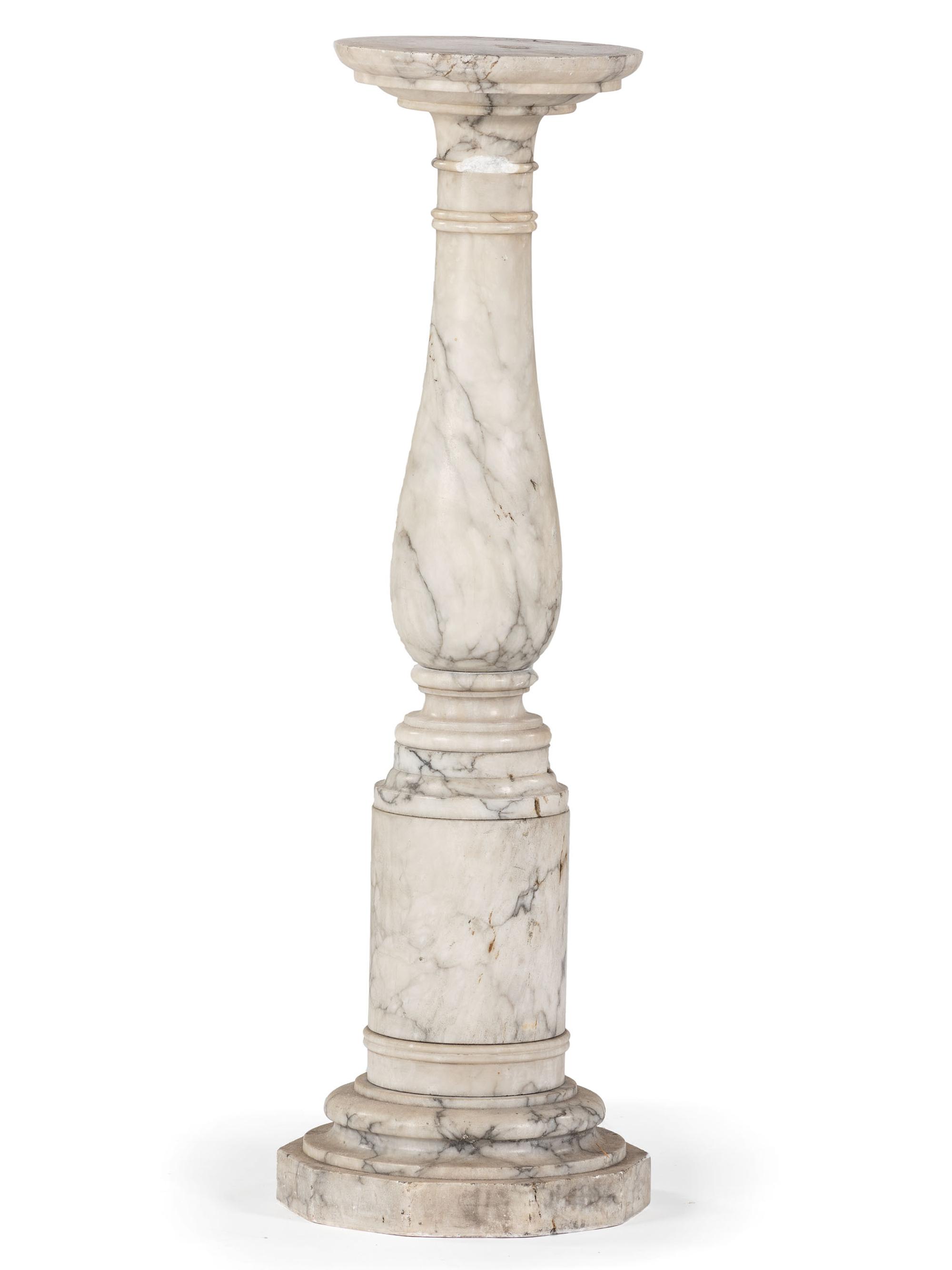 A Neoclassical White and Gray Marble Pedestal