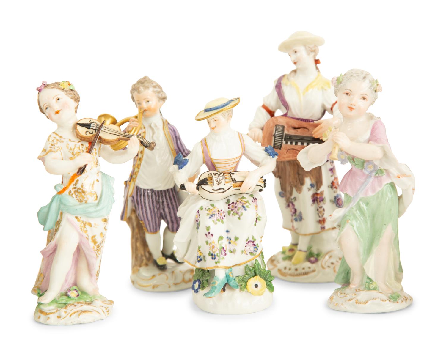 An Assembled Group of Thirteen Meissen Porcelain Orchestra Figures — 19th Century