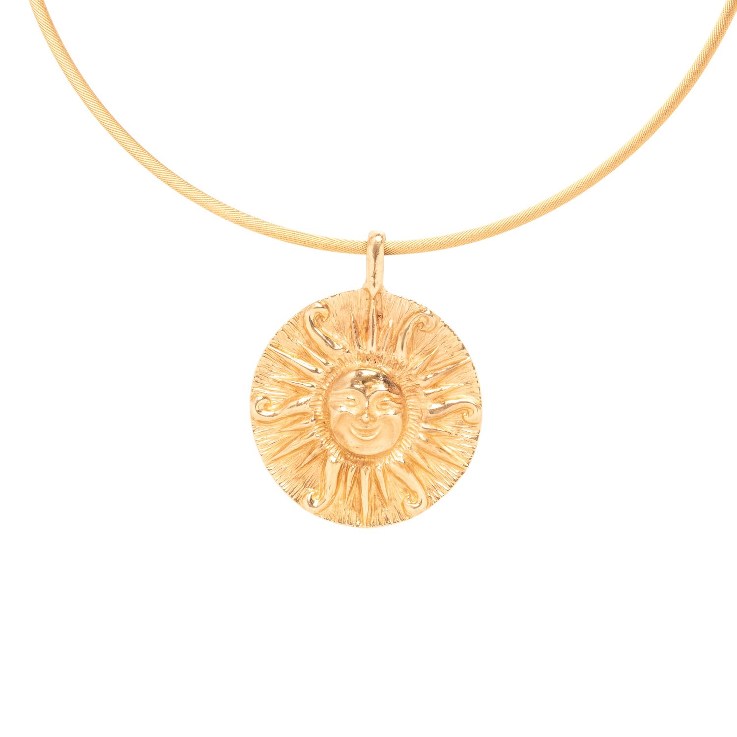 Yellow Gold Sun Pendant Necklace