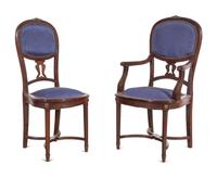 A Set of Ten French Gilt Metal Mounted Dining Chairs