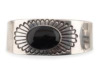 Navajo Sterling Silver and Jet Cuff Bracelet