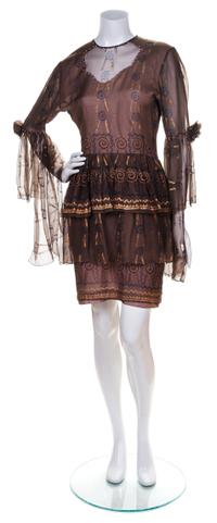 A Zandra Rhodes Hand Painted Silk Dress, Size 8.