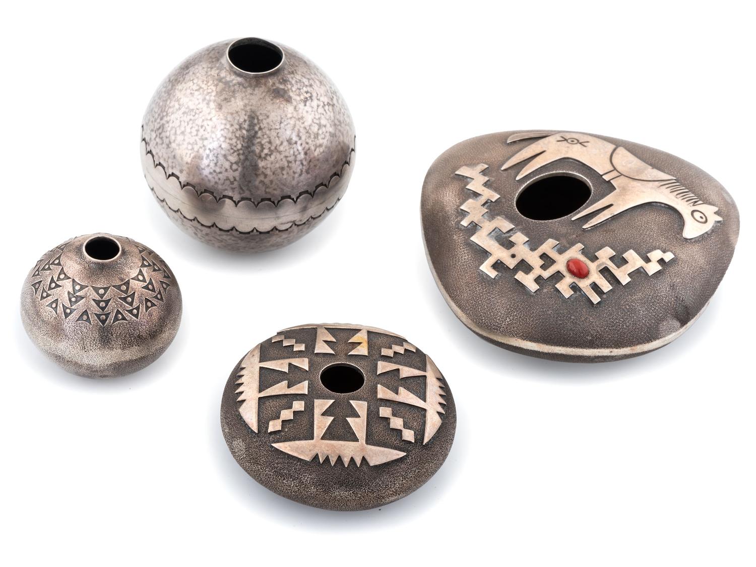 Group of Miniature Silver Seed Jars