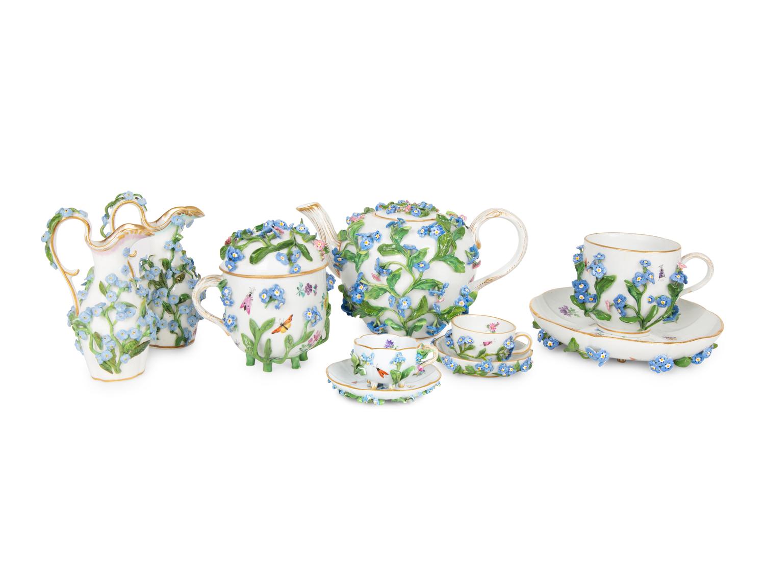 A Meissen Porcelain "Forget Me Not" Tea Service — 19TH CENTURY