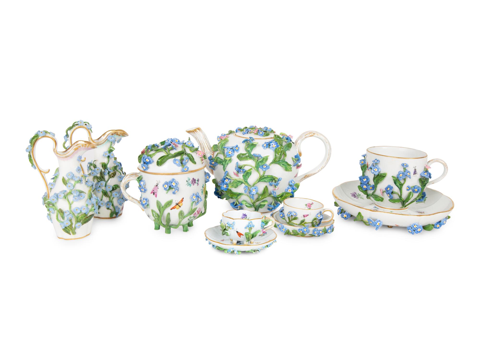 A Meissen Porcelain "Forget Me Not" Tea Service — 19TH CENTURY