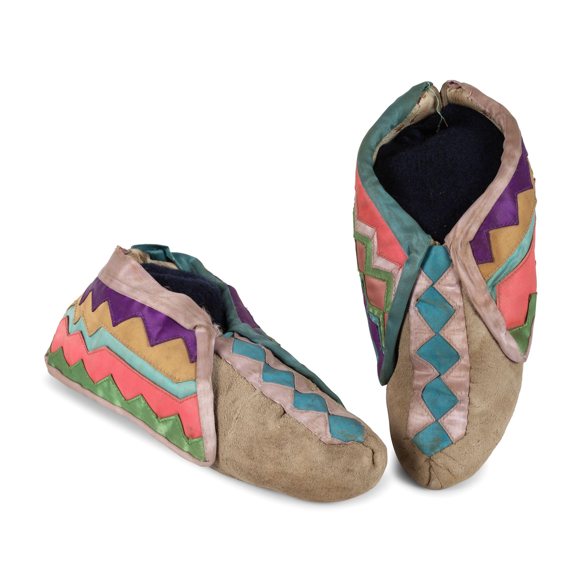 Osage Hide Moccasins, with Ribbon Work
