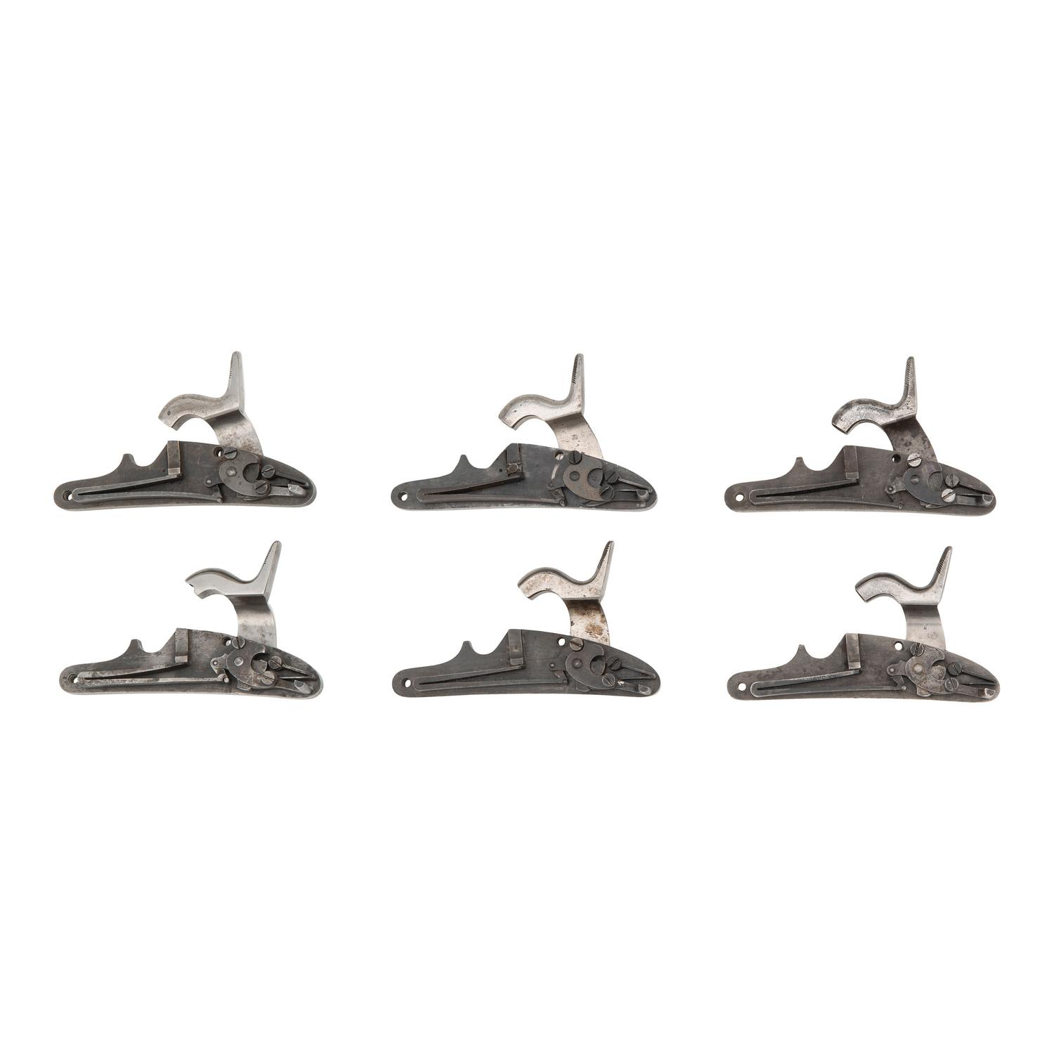 Six US Model 1861 Contract Rifle Musket Locks, Including: Union Arms Co, Eagleville & Manton Markings