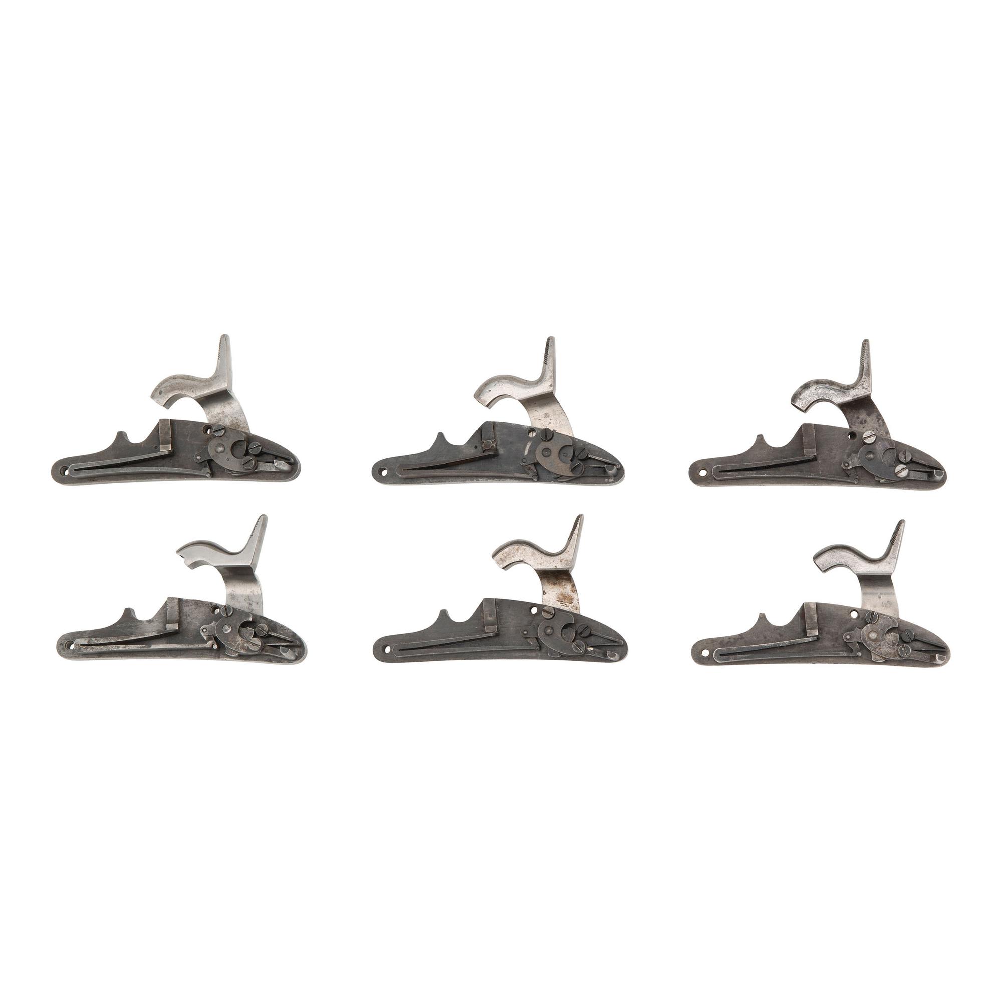 Six US Model 1861 Contract Rifle Musket Locks, Including: Union Arms Co, Eagleville & Manton Markings