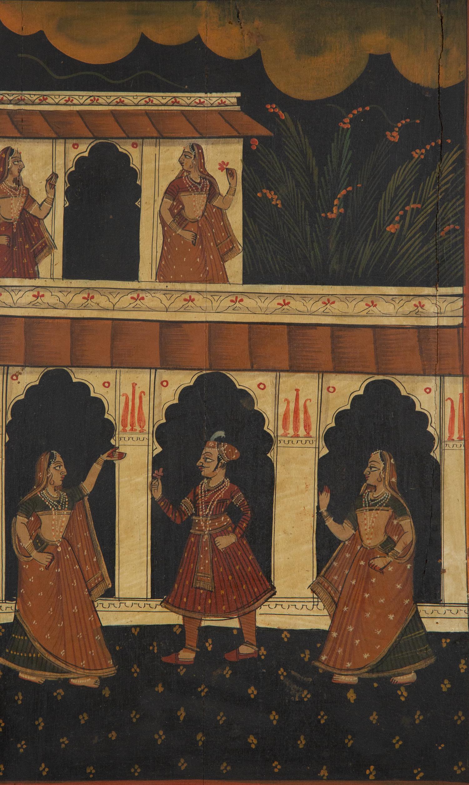 A Mughal Style Six-Panel Painting