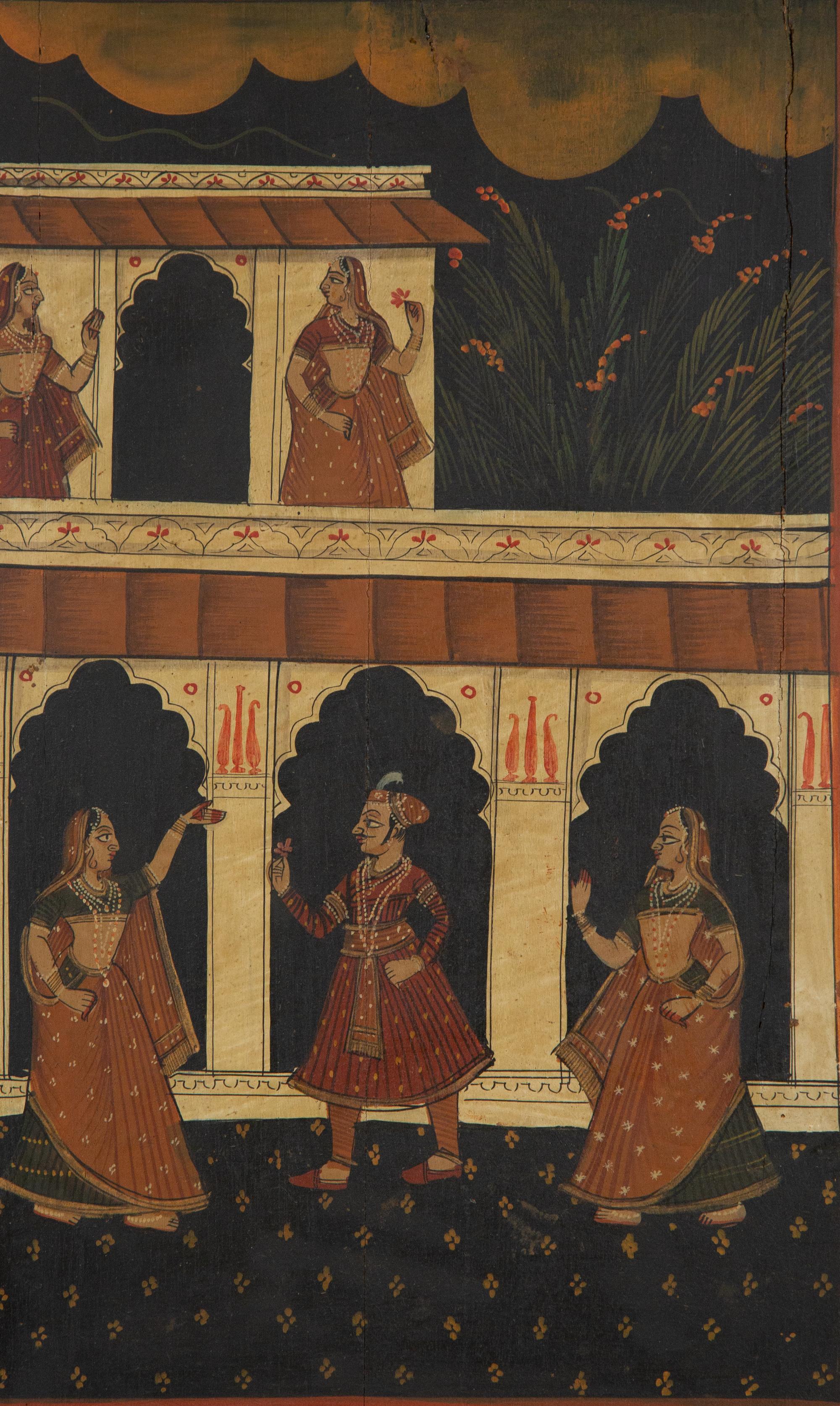 A Mughal Style Six-Panel Painting