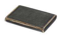 A Continental Silver and Enamel Cigarette Case, Import Marks for London, 1926, the case having translucent grey enamel with an undulati