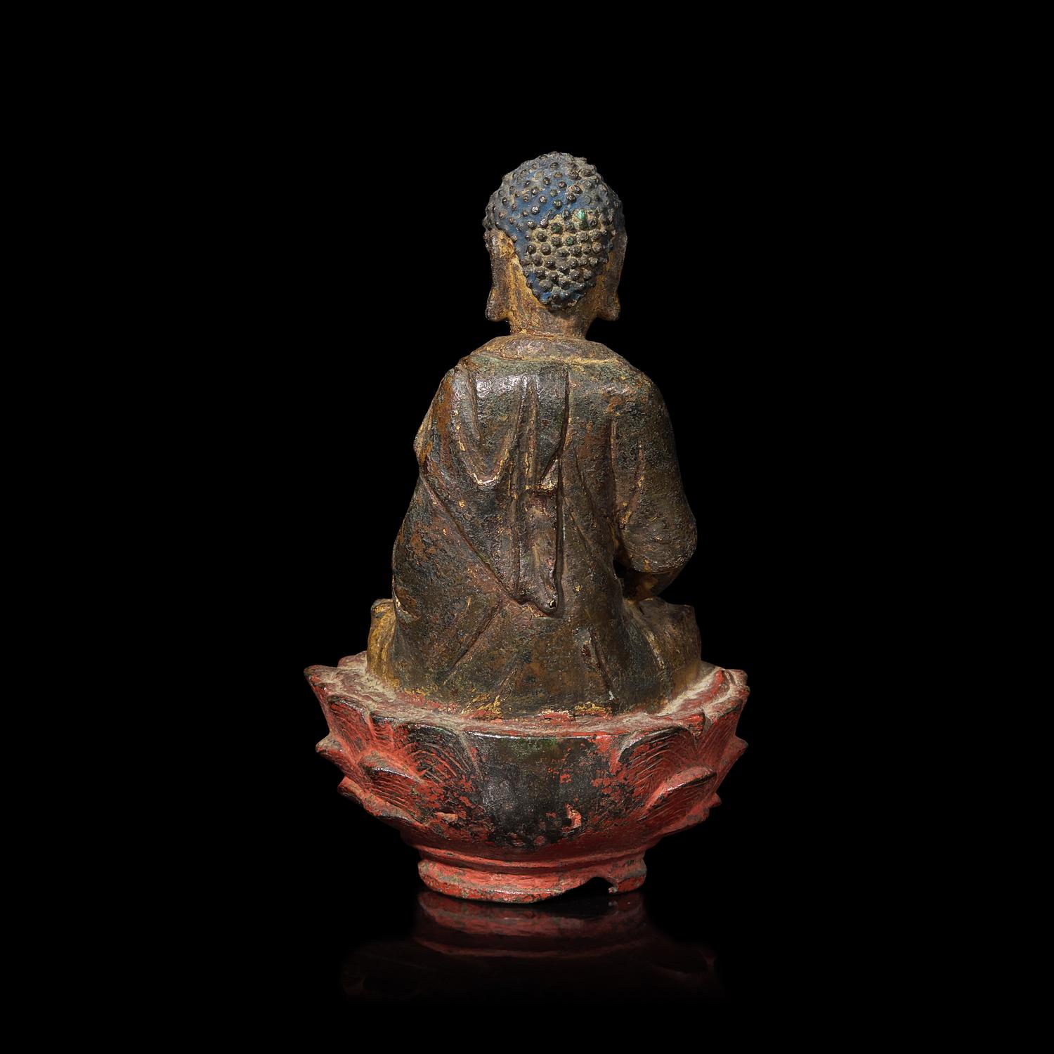 A Chinese Parcel Gilt Bronze Figure of Buddha, Liao-Early Yuan Dynasty 遼-元初 鎏金銅坐佛
