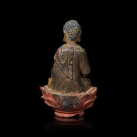 A Chinese Parcel Gilt Bronze Figure of Buddha, Liao-Early Yuan Dynasty 遼-元初 鎏金銅坐佛