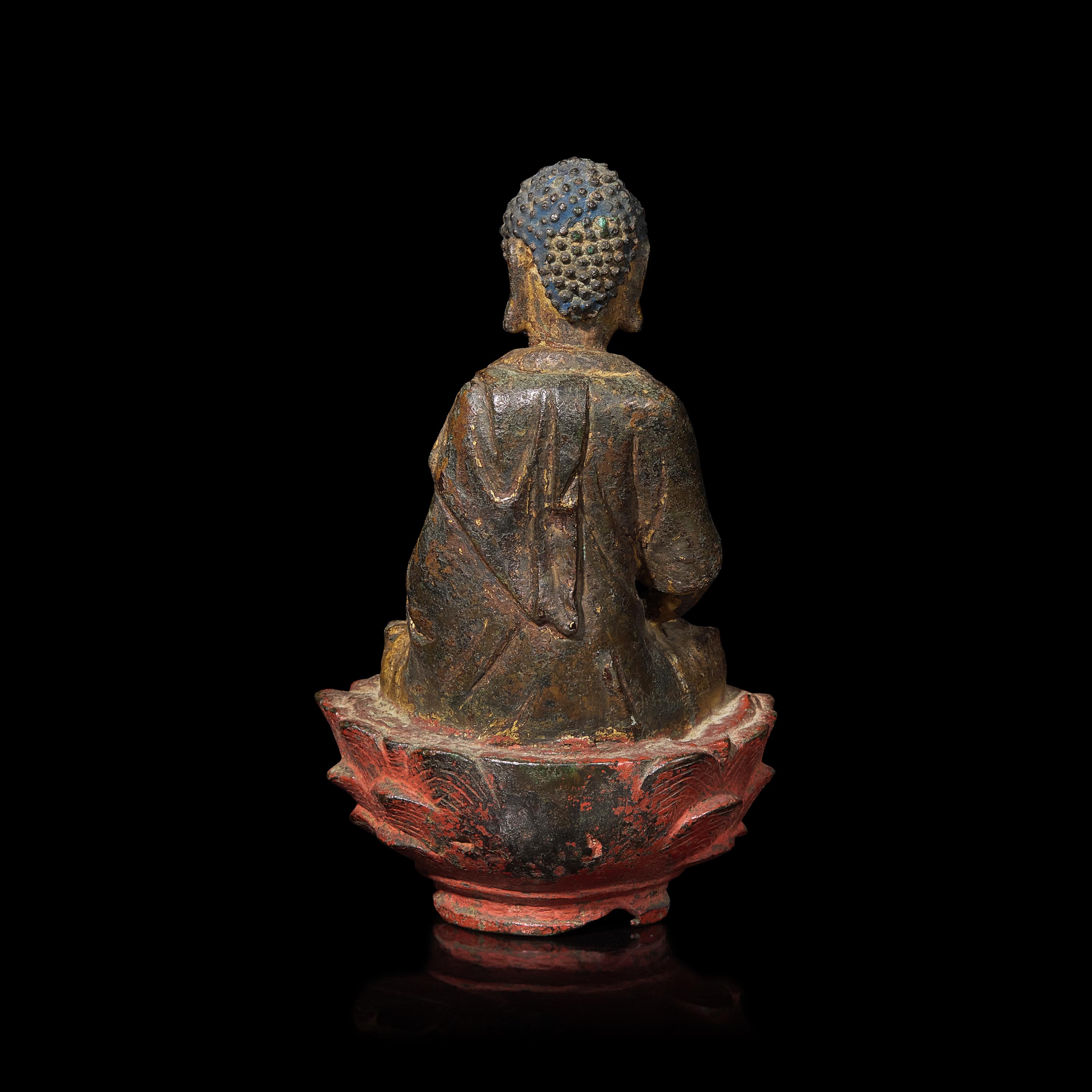 A Chinese Parcel Gilt Bronze Figure of Buddha, Liao-Early Yuan Dynasty 遼-元初 鎏金銅坐佛