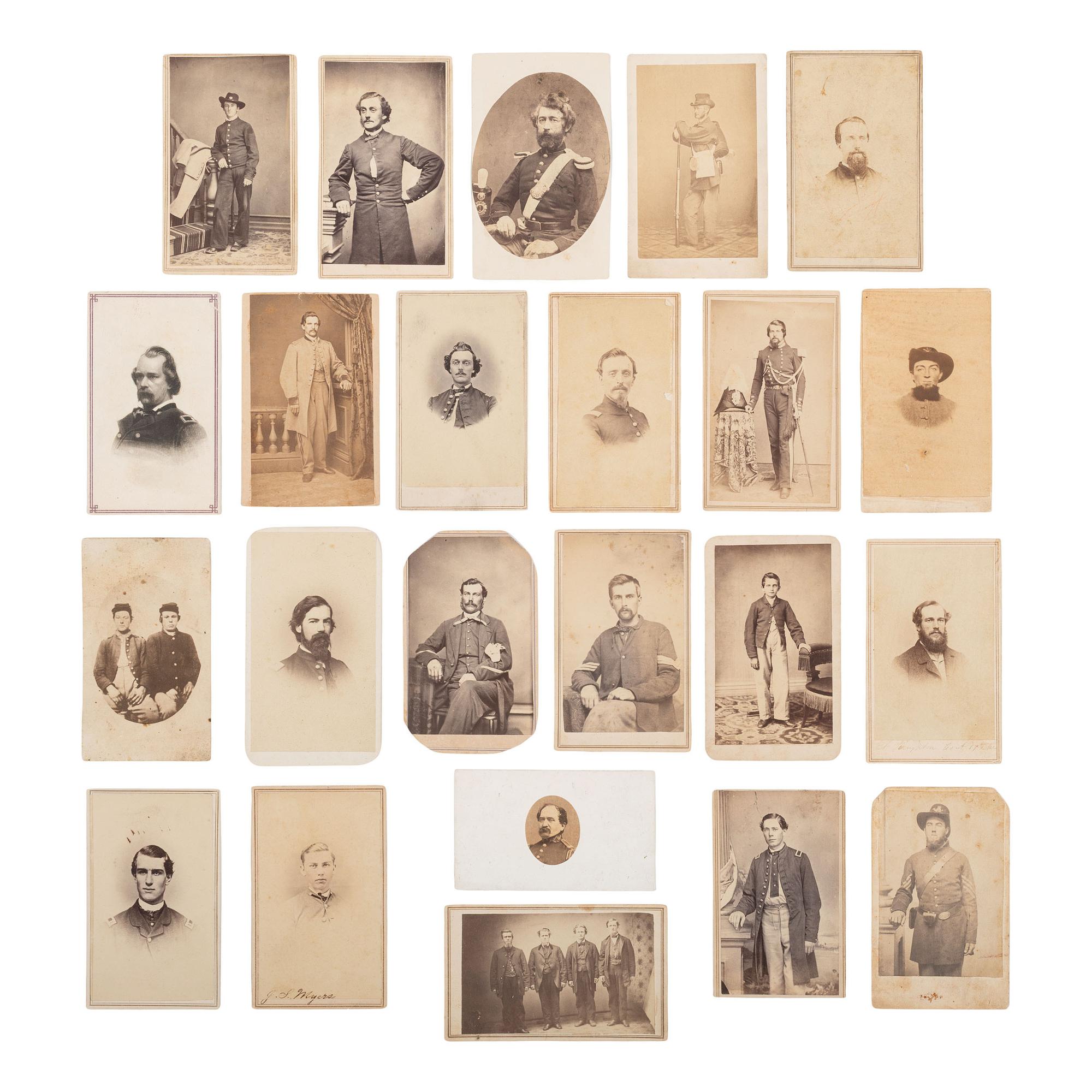 [Civil War] Group of 23 Carte de Visites of Union Soldiers from New England, the Midwest, and the South
