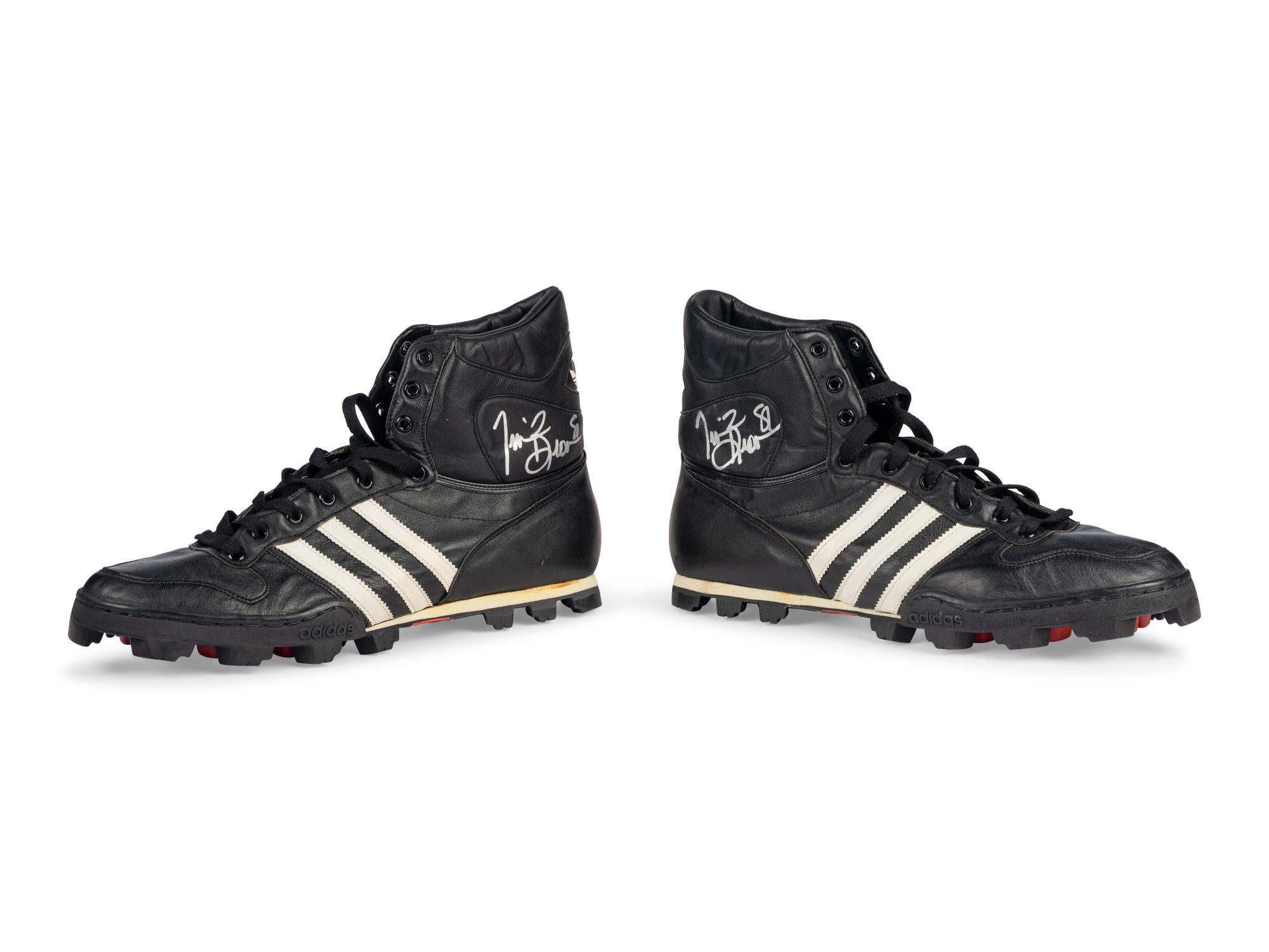 A Pair of Tim Brown Game Issued Adidas Notre Dame Football Cleats,