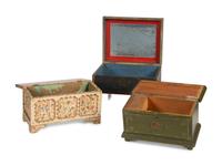 Three Folk Art Painted Wood Boxes