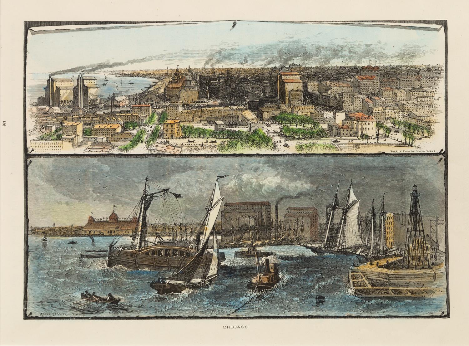 [ART AND ARCHITECTURE]. A group of 15 woodcut scenes of Chicago by R.R. Donnelly & Sons and others.