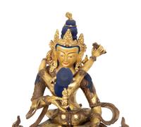 A Group of Three Tibetan Polychromed Brass Deities