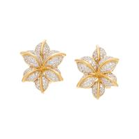 YELLOW GOLD AND DIAMOND FLOWER EARRINGS