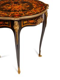 A Pair of Louis XV Style Gilt-Bronze-Mounted Marquetry Tables de Milieu