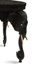 An Anglo-Indian Carved Teak Elephant-Leg Table — 19TH/20TH CENTURY