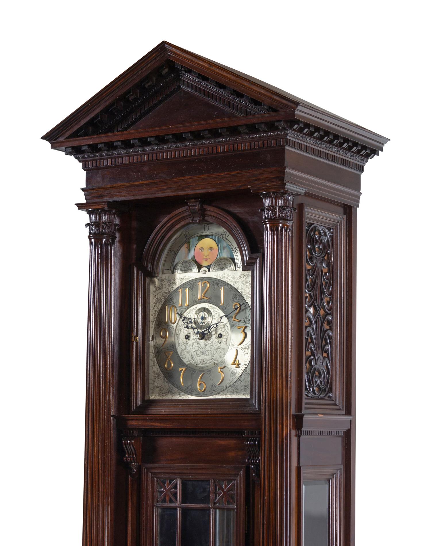 A Herschede Mahogany Five-Tube Tall Case Clock