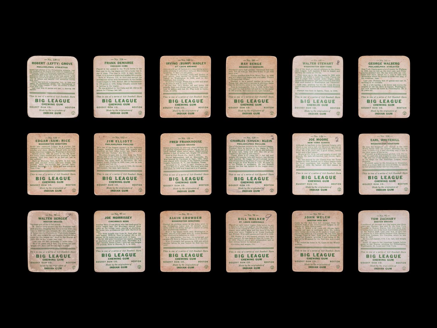 A Partial Set of 1933 Goudey Baseball Cards Including Multiple Hall of Famers (114/239)
