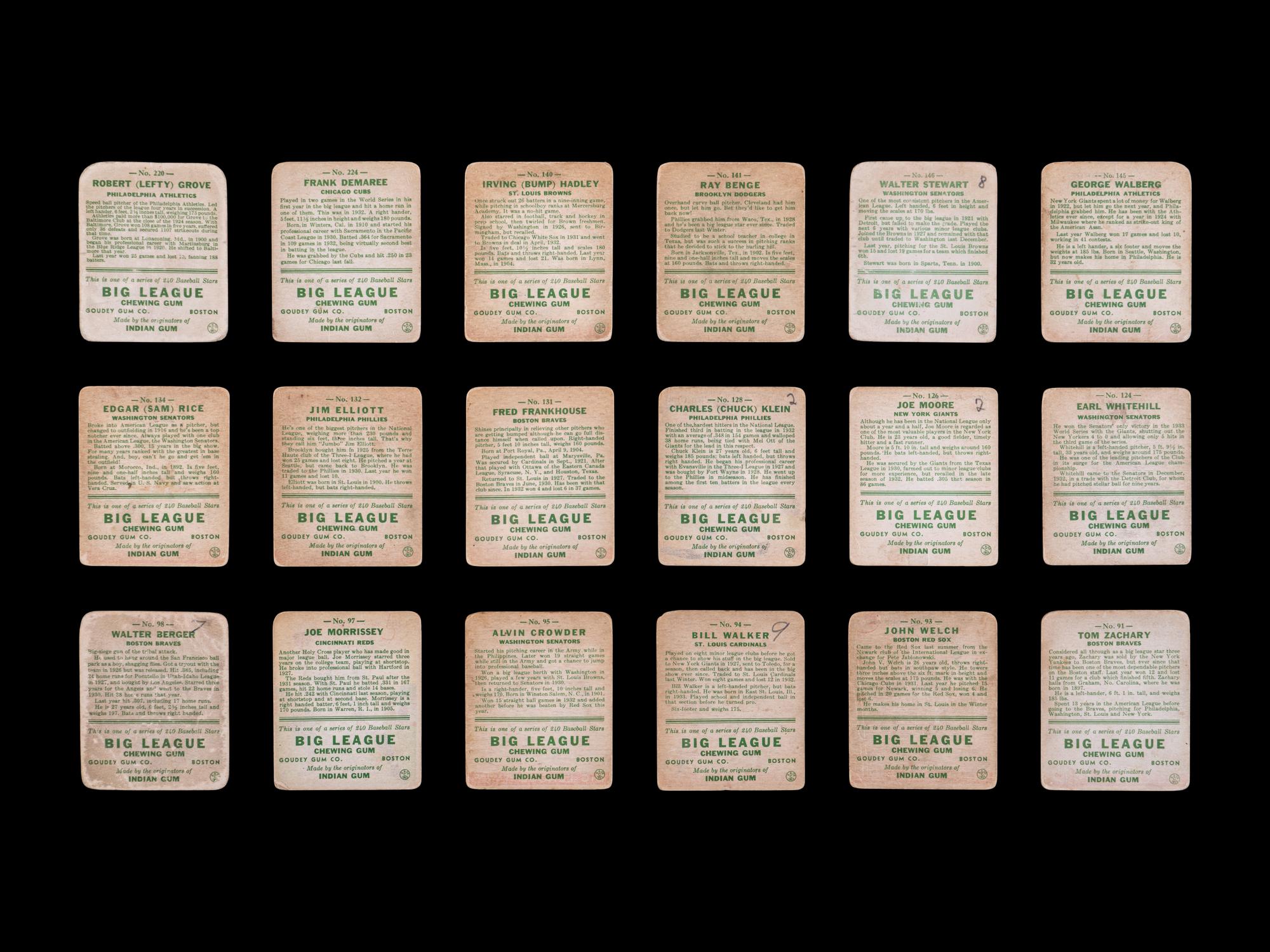A Partial Set of 1933 Goudey Baseball Cards Including Multiple Hall of Famers (114/239)