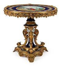 A Louis XVI Style Gilt-Bronze-Mounted Sevres Style Porcelain Gueridon