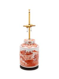 A Japanese Red and White Porcelain Jar Mounted as a Lamp — 20TH CENTURY