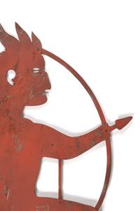 A Primitive Cut and Red-Painted Sheet-Iron Indian Weathervane