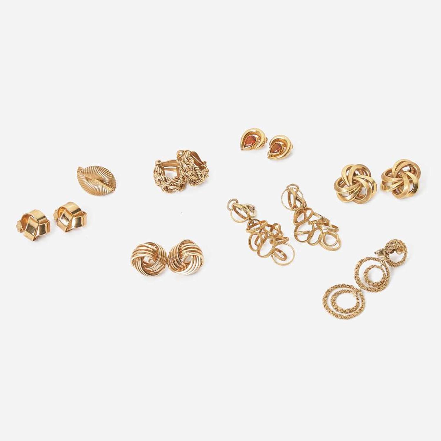 A Collection of Yellow Gold Ear Clips