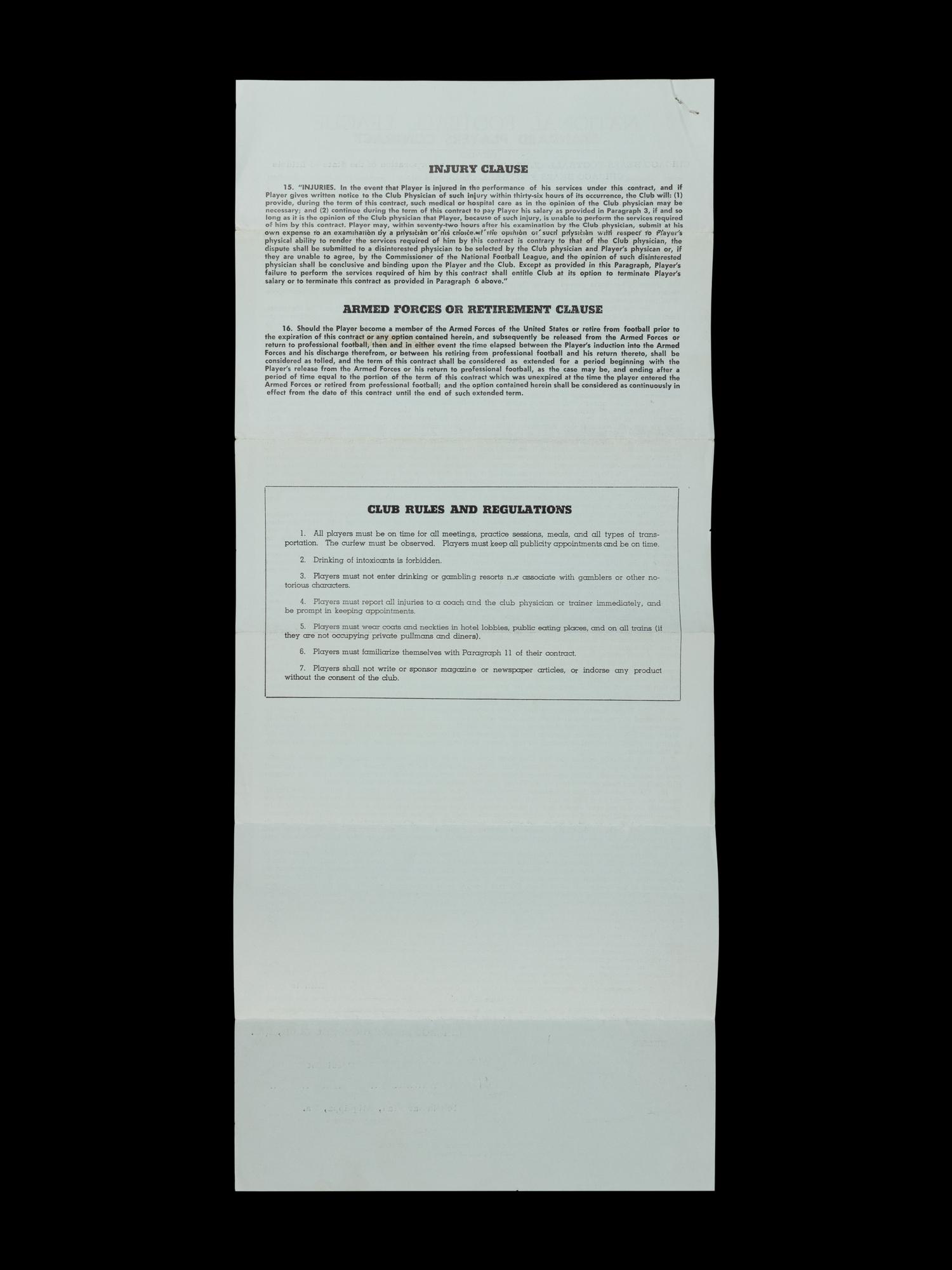 Mike Ditka's 1961 Chicago Bears Rookie NFL Player Contract Signed by Ditka, George Halas and Pete Rozelle