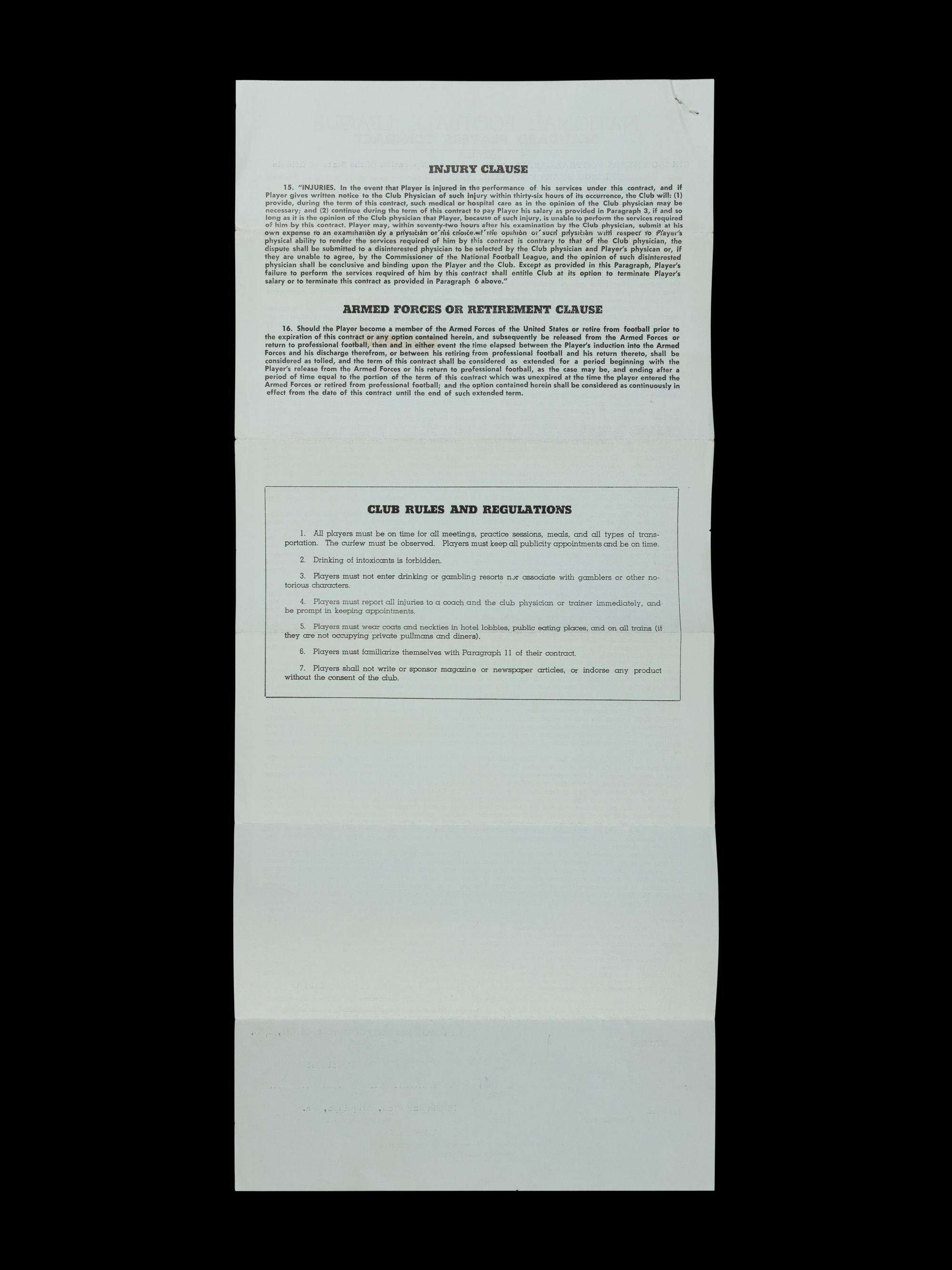 Mike Ditka's 1961 Chicago Bears Rookie NFL Player Contract Signed by Ditka, George Halas and Pete Rozelle